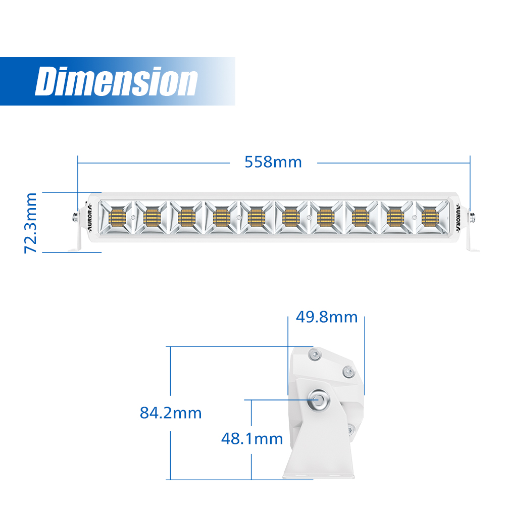 AURORA white and yellow color Offroad fog light Square LED Work Light LED Drivin