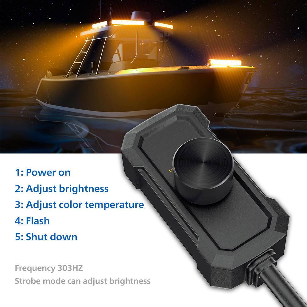 Aurora 4PCS Fishing lights white and yellow boat light bar Marine led light bar
