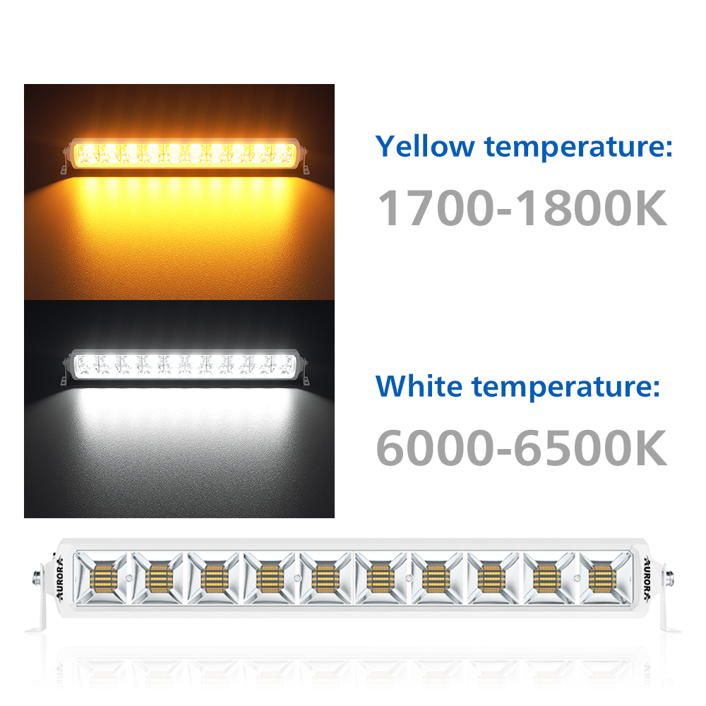 Aurora 4PCS Fishing lights white and yellow boat light bar Marine led light bar