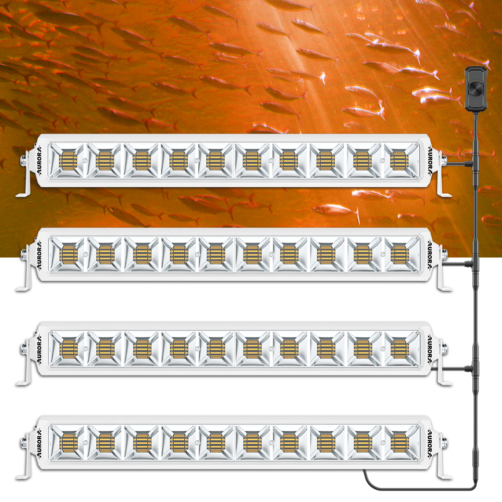 Aurora 4PCS Fishing lights white and yellow boat light bar Marine led light bar